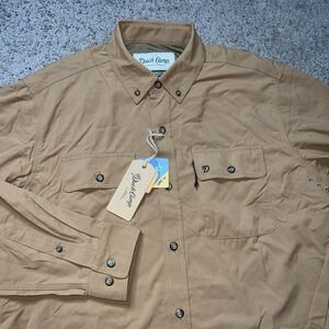 Duck Camp Men's Long-Sleeve Button-Down Shirt Outfitter Beige Ammo Large L
